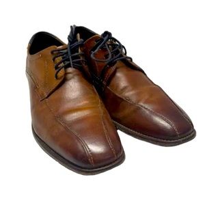Bugatti Real Leather Dress Shoes Lace Up Brown Sz 7.5
